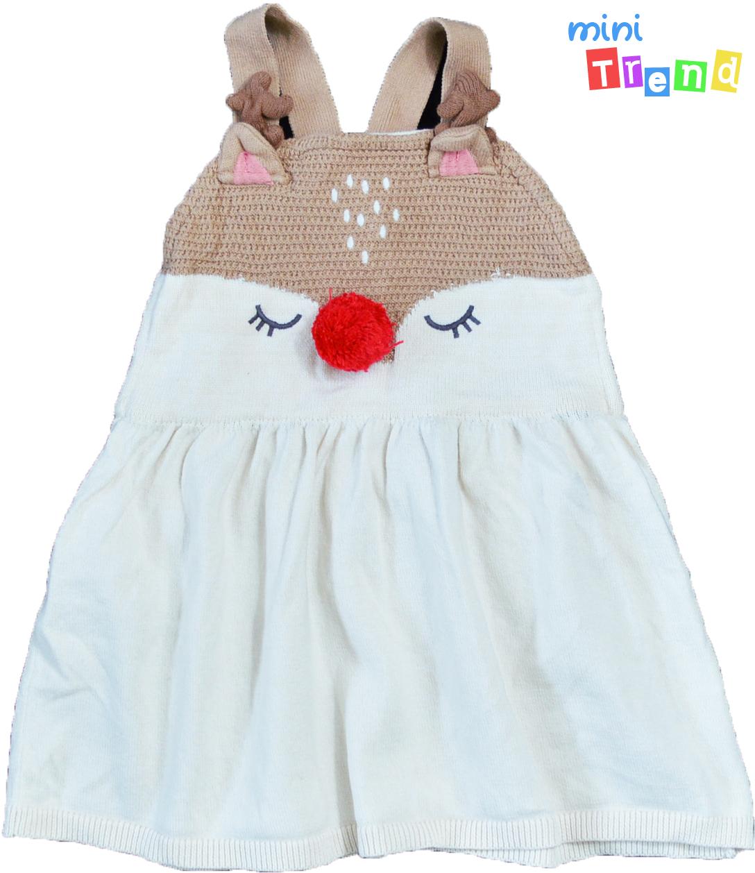 F&F szarvasos barna-drapp kötött ruha 74 4-Hibátlan