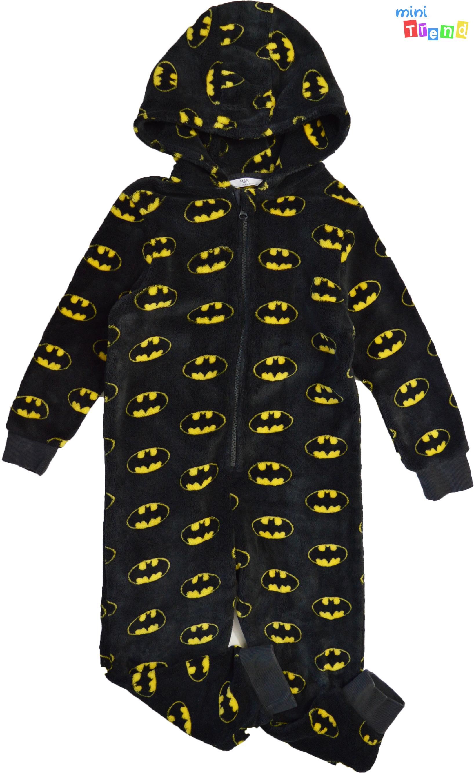 M&S Batman mintás fekete polár kezeslábas 6-7év 4-Hibátlan