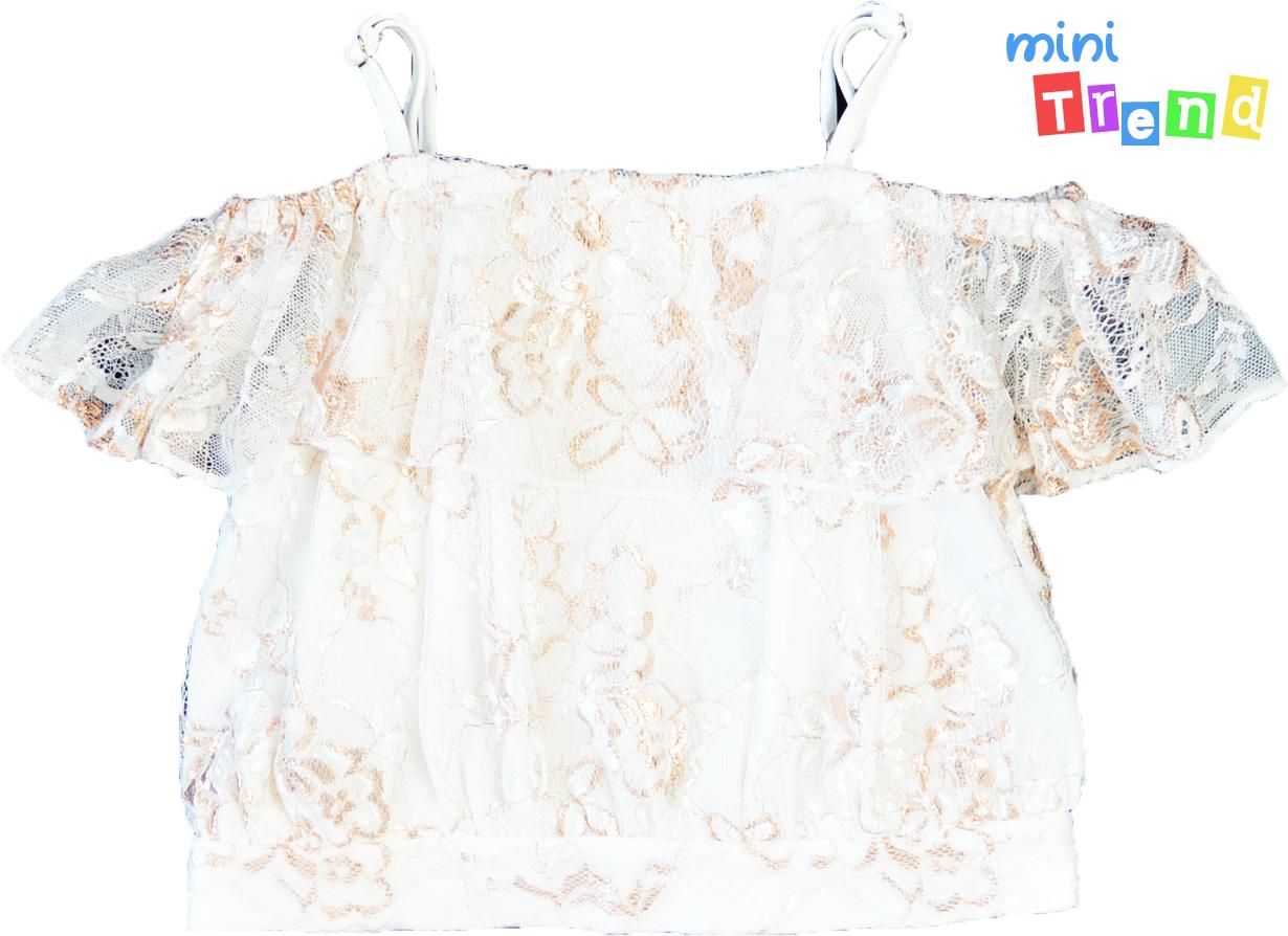River Island csipkés krém rövid derekú felső 8év 5-Újszerű