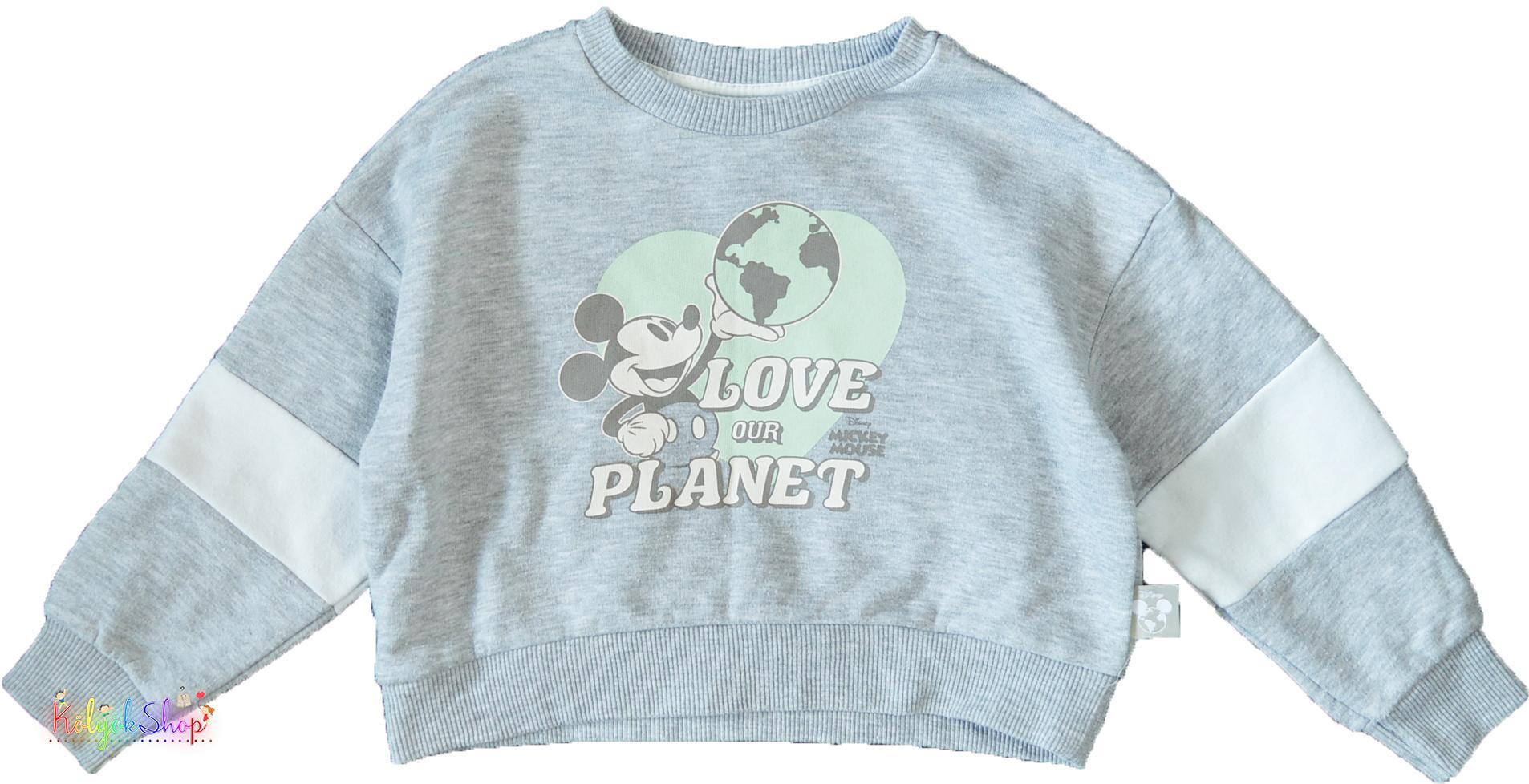 Primark Mickey szürke rövid derekú pulóver 3-4év 4-Hibátlan(kis bolyhosodás)
