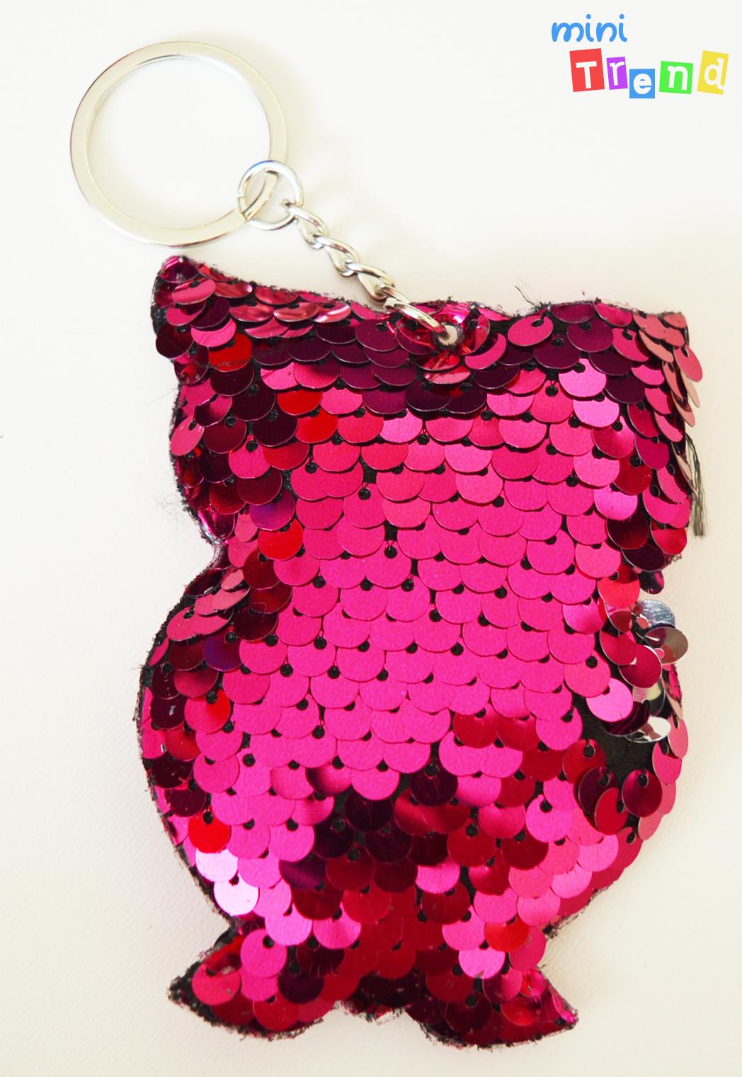 Bagoly pink simítós kulcstartó 8cm'