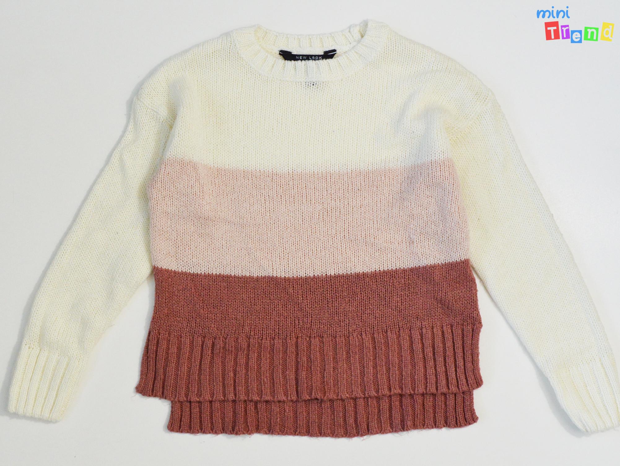 Krém-rózsaszín kötött pulóver 10-11év 3-Jó állapot