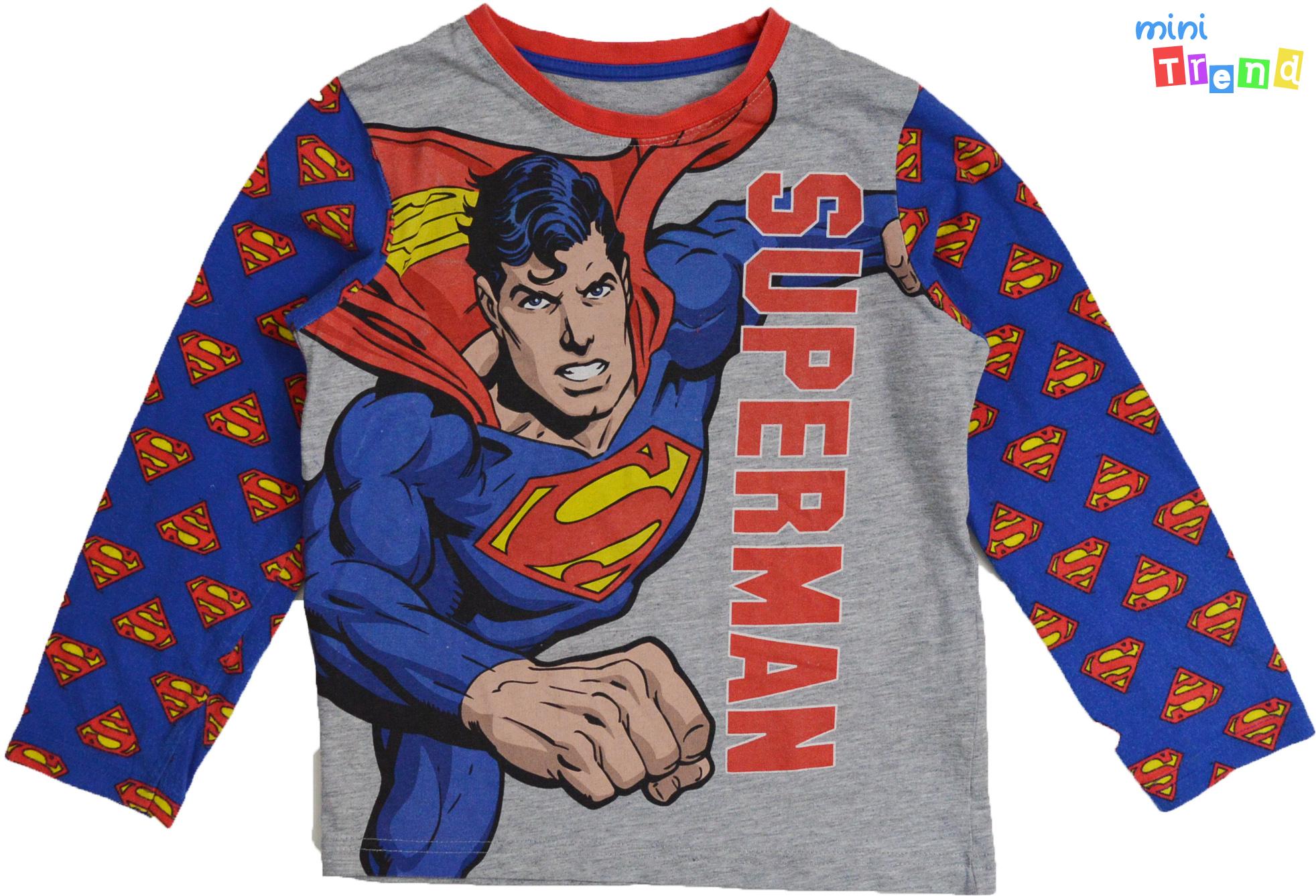 Superman kék-szürke pizsi felső 5-6év 2-Játszós