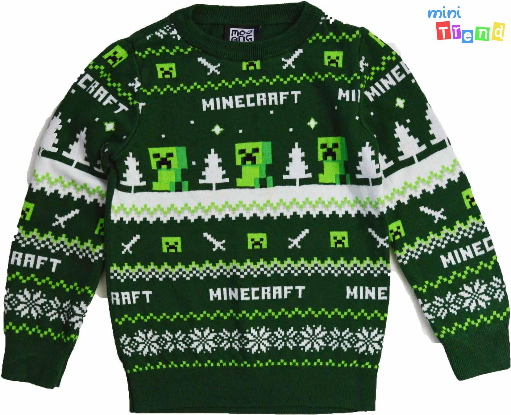 George Minecraft mintás zöld kötött pulóver 6-7év 4-Hibátlan