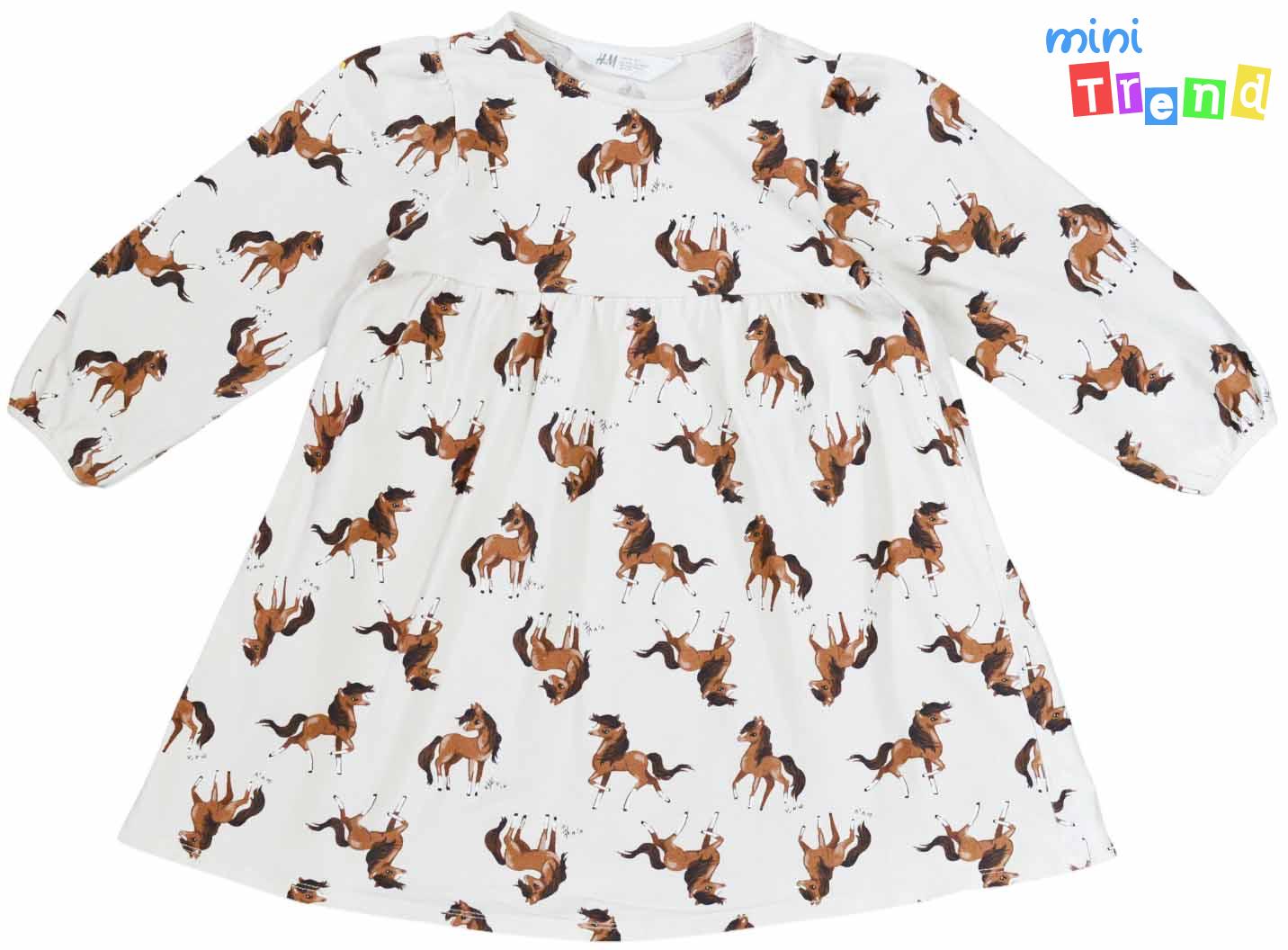 H&M lovacska mintás drapp ruha 4-5év 4-Hibátlan
