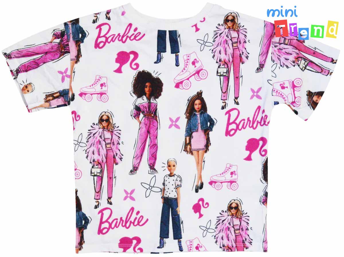 Next Barbie mintás fehér felső 4év 5-Újszerű