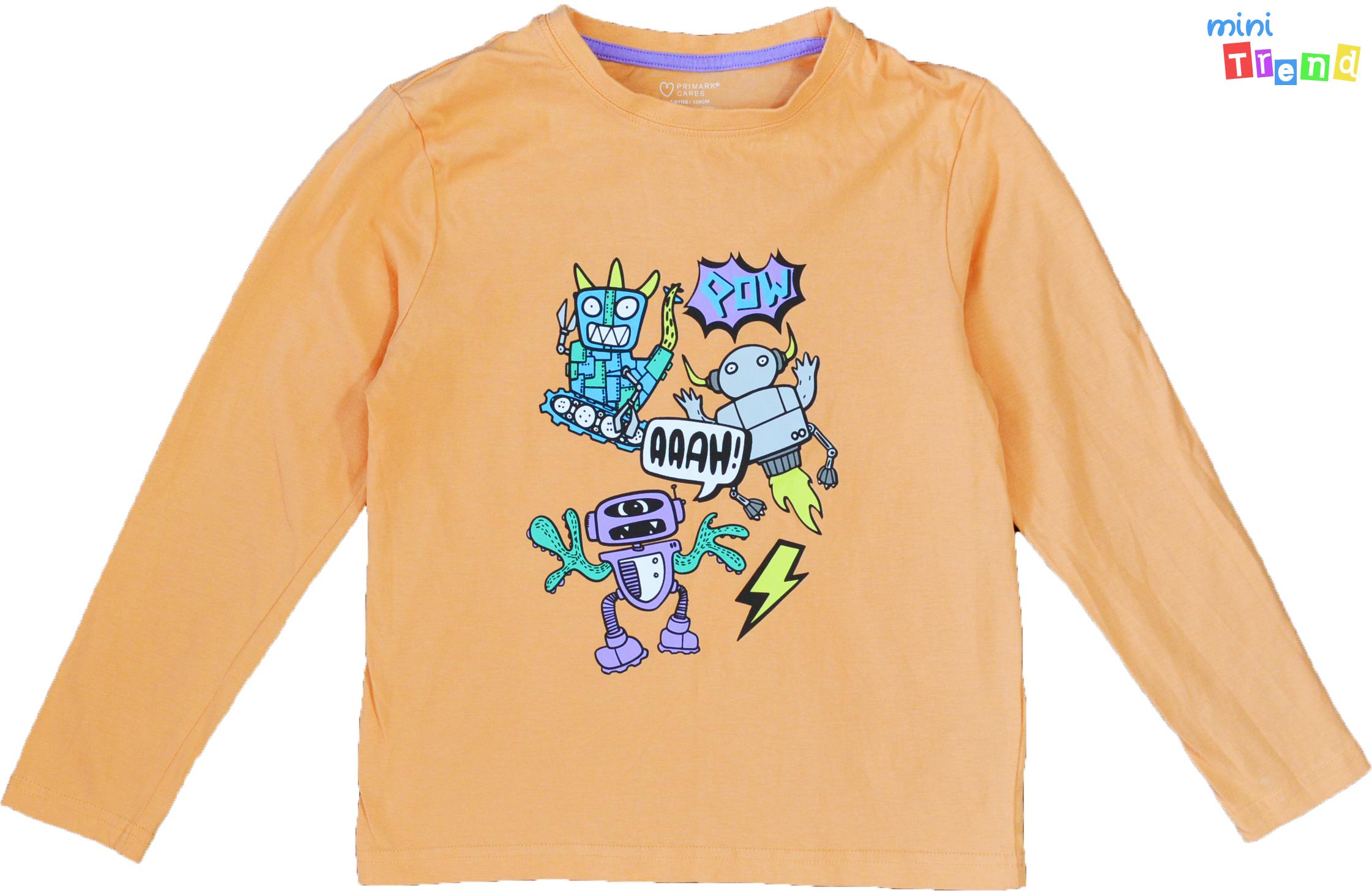 Primark robotos narancs felső 7-8év 5-Újszerű