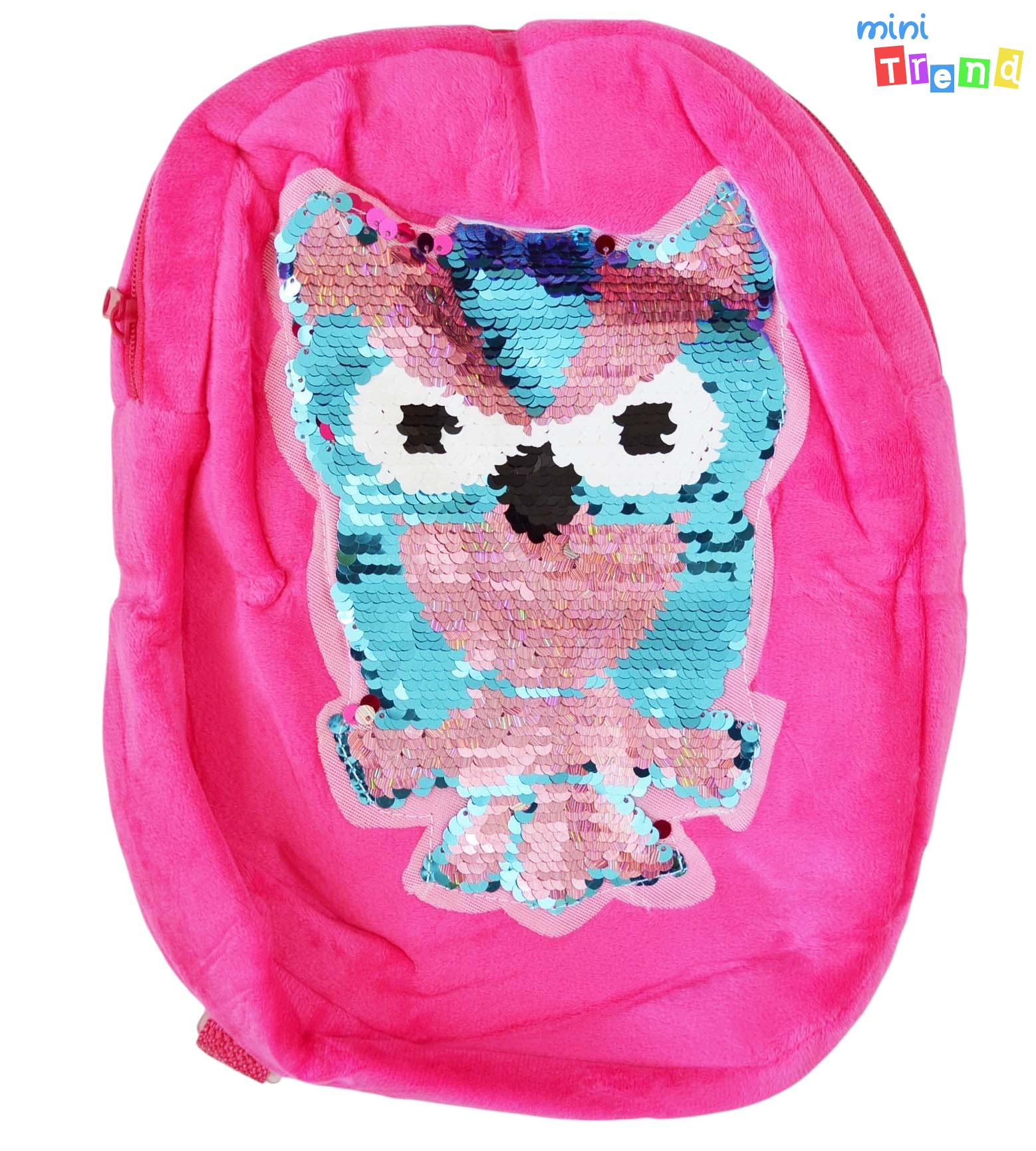 Baglyos simítós pink plüss hátizsák 32cm