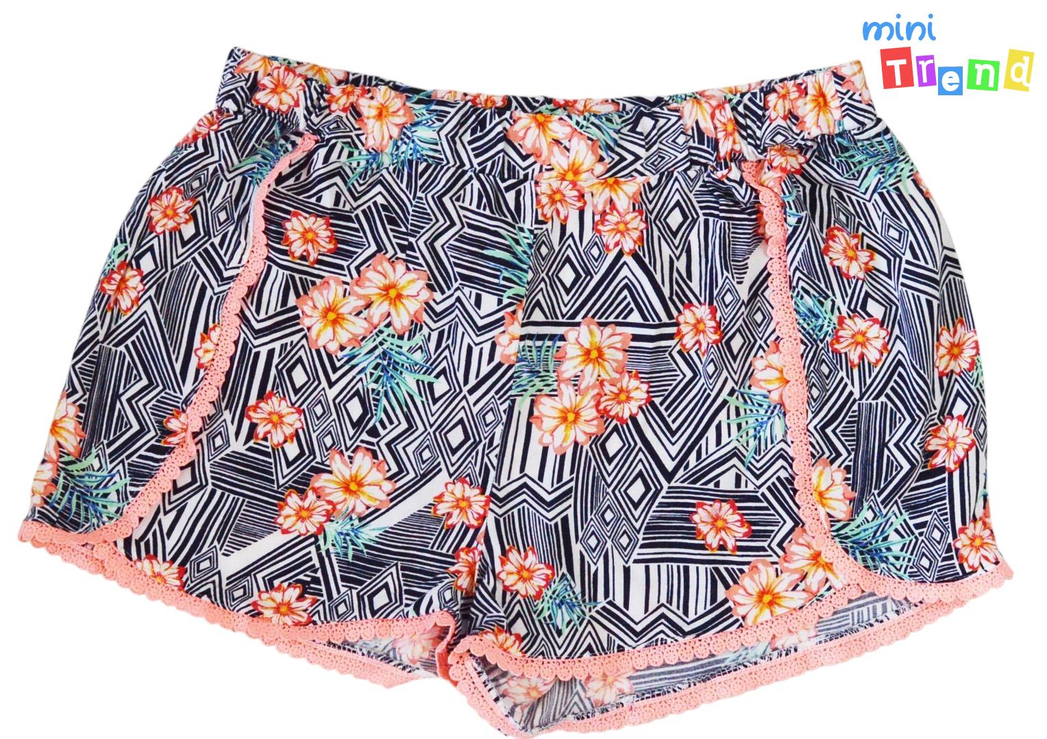 Primark virág mintás sötétkék-fehér lenge rövidnadrág 13-14év 4-Hibtálan