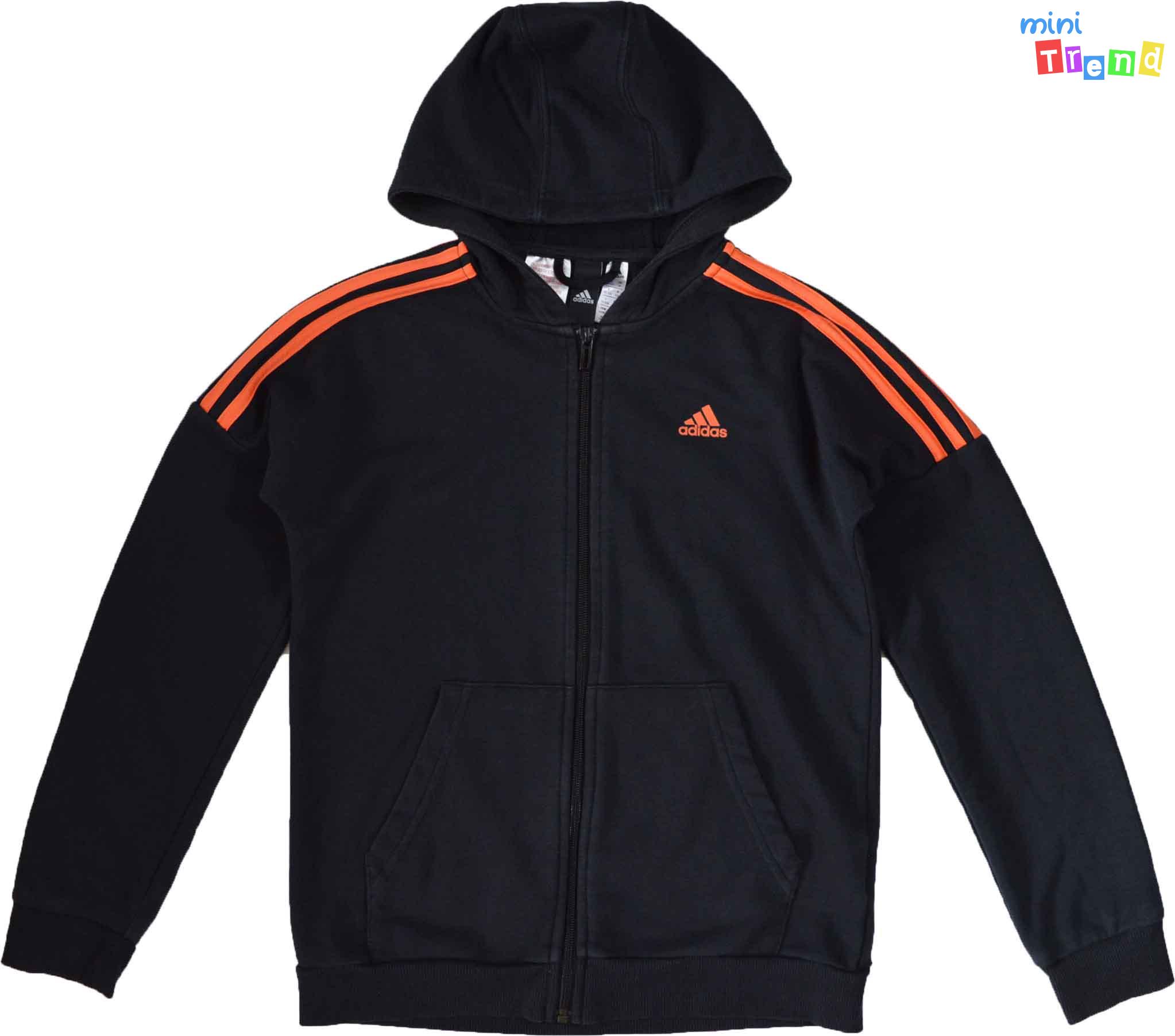 Adidas fekete-narancs cipzáras pulóver 11-12év 3-Jó állapot