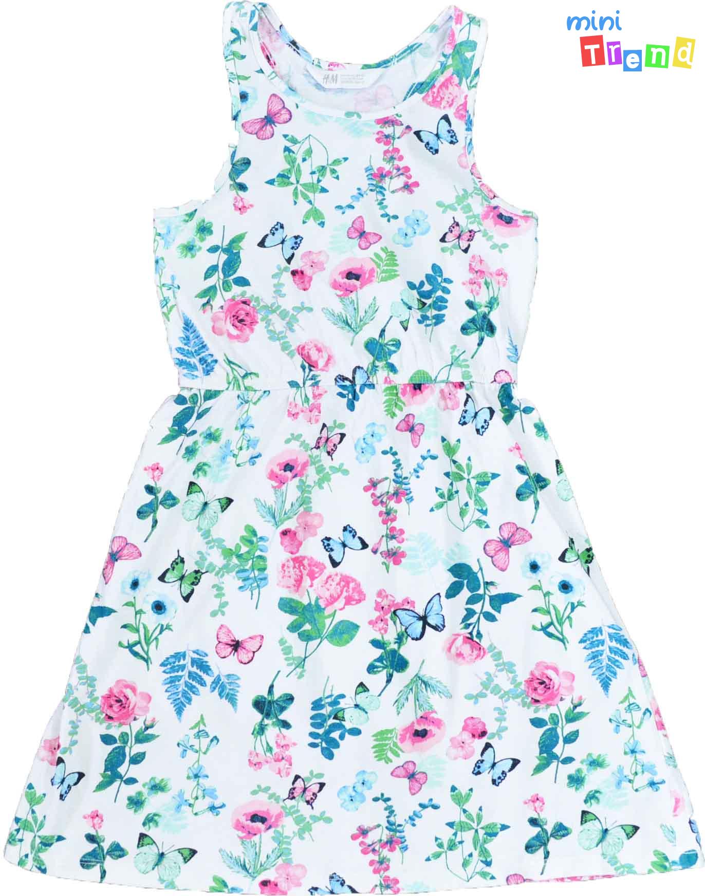 H&M pillangó mintás fehér ruha 8-10év 4-Hibátlan