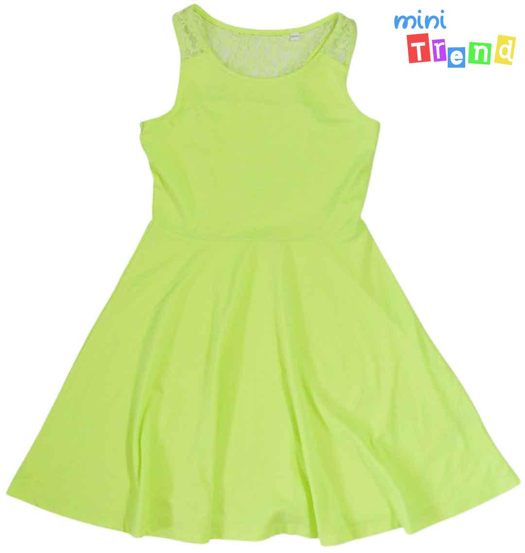 C&A csipke betétes neonsárga ruha 134-140 4-Hibátlan