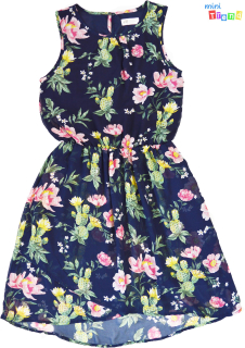 H&M virág mintás sötétkék muszlin ruha 12-13év 4-Hibátlan