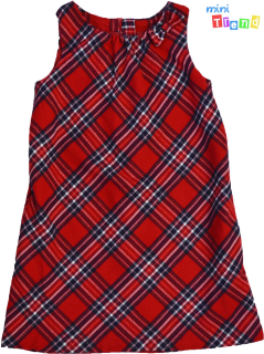 H&M piros kockás, alsószoknyás szövet ruha 7-8év 5-Újszerű