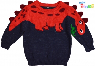 George dinós sötétkék-piros kötött pulóver 92 4-Hibátlan