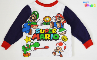 Matalan Super Mario fehér-sötétkék pizsi felső 4év 4-Hibálan(halvány folt)