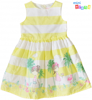 YD kislány mintás sárga-fehér alsószoknyás ruha 92 4-Hibátlan(apró folt)