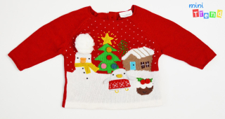 Next karácsony mintás piros kötött pulóver 62 5-Újszerű