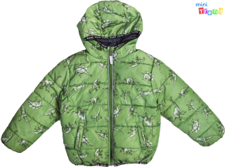 Nutmeg dinó mintás zöld kívül-belül hordható kabát 3-4év 4-Hibátlan(kis elszínez
