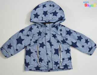 H&M csillag mintás kék, belül polár vékonyabb kabát 80 3-Jó állapot