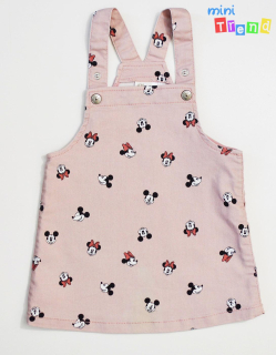 H&M Minnie mintás rózsaszín vékony farmer kantáros ruha 80 4-Hibátlan(folt)