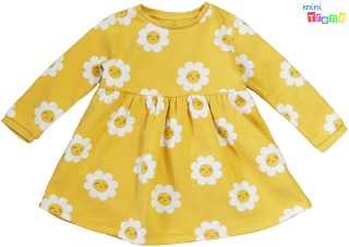 F&F virág mintás mustár pulóver anagú ruha 3-4év 4-Hibátlan