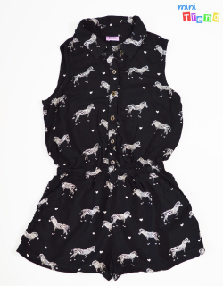 F&F zebra mintás fekete lenge playsuit 8-9év 4-Hibátlan