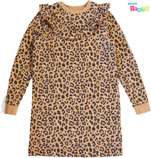F&F leopárd mintás barna pulóver anyagú ruha 13-14év 4-Hibátlan