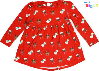 Mini Club hóember mintás piros ruha 3-4év 4-Hibátlan
