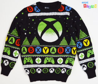Primar Xbox mintás fekete kötött pulóver 9-10év 5-Újszerű