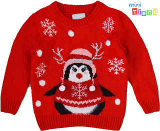 Matalan pingvines piros kötött pulóver 4év 5-Újszerű