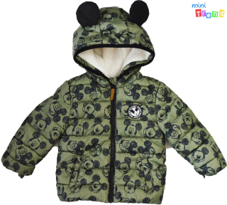 F&F Mickey mintás khaki, belül bundás kabát 86 4-Hibátlan