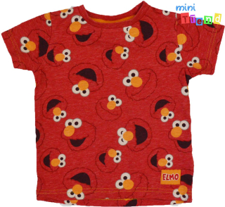Next Elmo mintás piros póló 92 4-Hibátlan