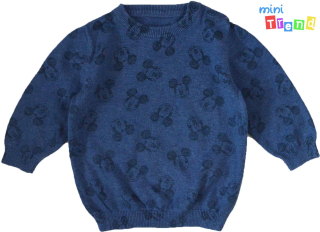 George Mickey mintás kék gépi kötött pulóver 74 3-Jó állapot