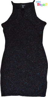 New Look színes csillogó fekete ruha 152-158 4-Hibátlan